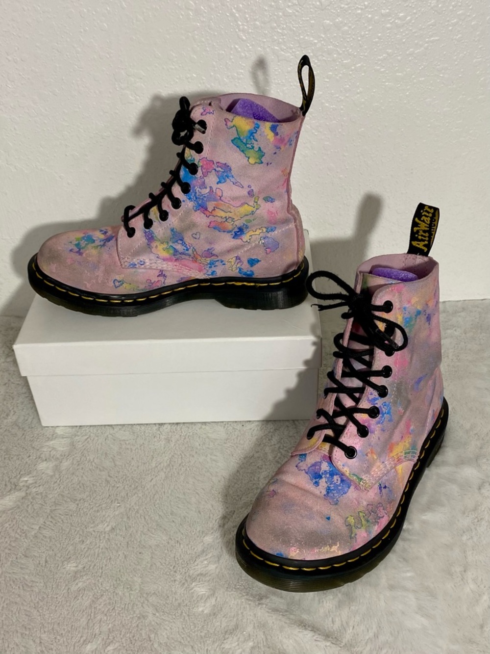 Dr. Martens 1460 Pascal Confetti Suede Lace Up Boots Women’s Size 7 Tutti Frutti
